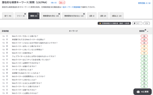 検索キーワード(質問形式)